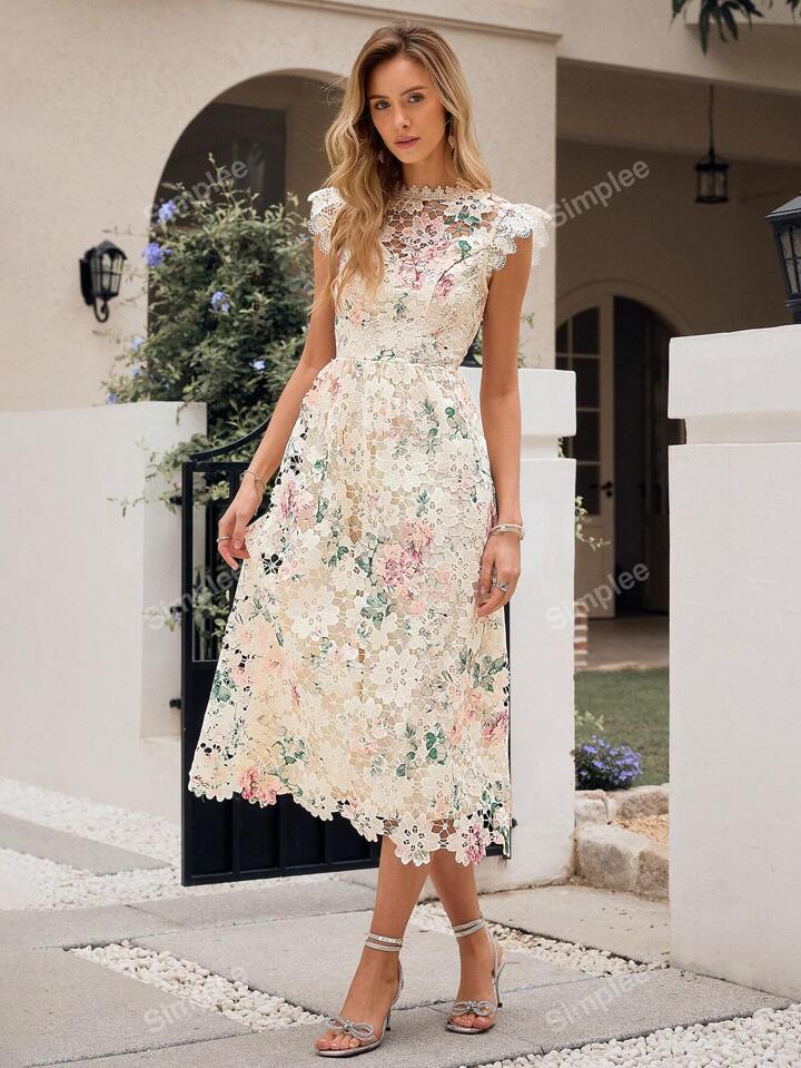 Lace a line midi dress top