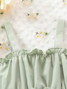 2pcs/Set Baby Girl Cute Ruffled Strap Bodysuit For Summer