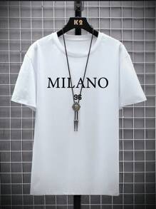 NEOREFINED Men's Oversized Drop Shoulder T-Shirt With Letter Print - White - View 7