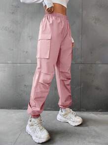 SHEIN Unity Calça Cargo Casual Solta Feminina Fashion - Rosa chiclete - Visão 1