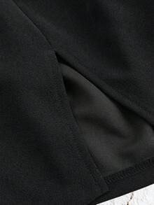 SHEIN EZwear 女式大尺碼無袖連身緊身裙,背部空心腰間和字母印花 - 黑色 - 查看 4