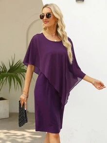 Chal De Color Sólido Para Mujeres Y Vestido Elegante - Morado - View 5
