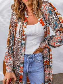 Astylish Women's Floral Print Button Down Long Kimono Cardigan Boho Chic Vacation Loose Fit Open Front Cover Up Summer Beach Duster