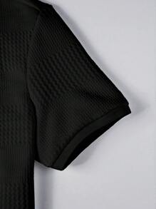 Manfinity Homme Men's Solid Color Short Sleeve Polo Shirt - Black - View 3