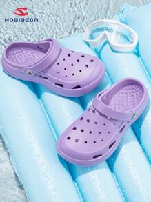 1 par HOBIBEAR infantil macio e confortável roxo oco tamancos de madeira, sandálias esportivas da moda sapatos de praia de verão para meninas - Roxo Malva - Ver 7