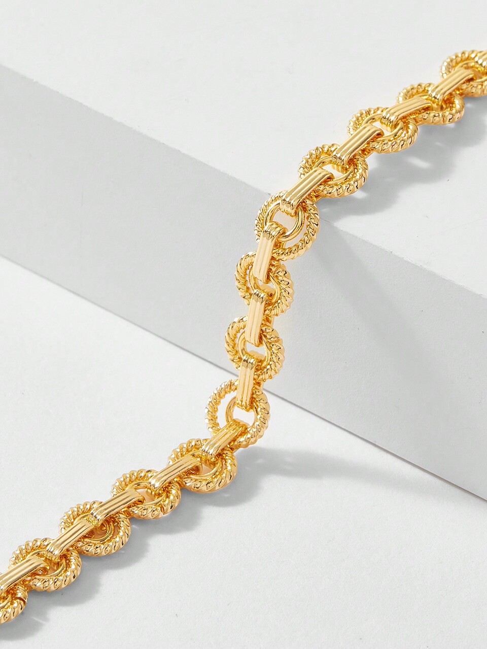 MOTF 18K GOLD PLATED DOUBLE CIRCLE & CHAIN JOINT PERSONALIZED BRACELET