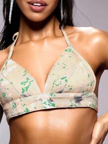 SHEIN BAE 綁染無肩帶牛仔上衣&音樂節 - 彩色 - 查看 5