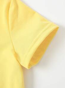 SHEIN Young Girl Lovely Double Heart Print Short Sleeve T-Shirt