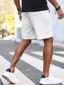 Manfinity Homme Nam Lỏng lẻo phù hợp Eo dây rút Quần short Với Nghiêng Túi - trắng - Xem 2