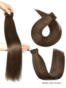 1pc 18-22Inch Straight Human Hair Weft Brown Color 100% Remy Human Hair Weft - S4 - View 3