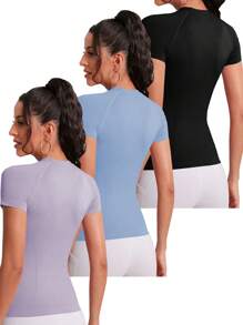 SHEIN Sport Studio Top sportivo tagliato con stampa effetto spazio e schiena aperta