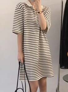 DAZY Women's Striped Loose Casual Dress Sundress