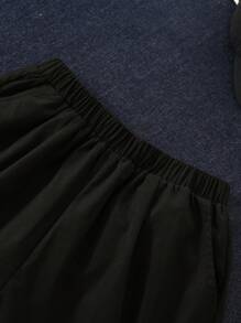 SHEIN Con trai Collared Nút lên Áo sơ mi Với Buộc Và Chất rắn Huy hiệu Quần short Dệt Bộ - Nhiều màu - Xem 12