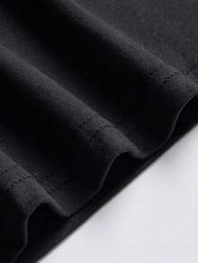 Teen Girls' Cartoon Print Round Neck Short Sleeve T-Shirt And Shorts Set - Black - View 4