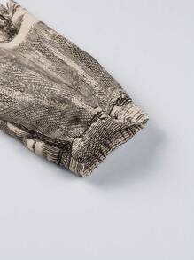 Manfinity Roughcore Nam Kích thước lớn Chân dung In Dây kéo Placket Tay áo dài Áo khoác - Màu Khaki - Xem 4