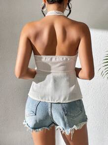 Breezaya Camisa Casual Colgante Con Cuello Entrelazado Texturizado - Albaricoque - Ver 2