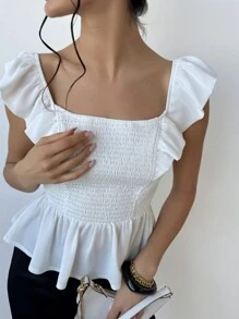 Firerie Của phụ nữ Trắng Áo sơ mi Với Ruffle , Phù hợp Eo Và A-line Hem , Thích hợp Cho đám cưới Và Cuộc hẹn - trắng - Xem 5