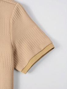 Manfinity Homme Nam Màu thuần Ngắn tay Áo polo - Màu Khaki - Xem 3