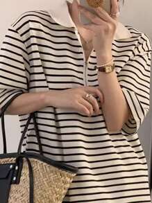 DAZY Women's Striped Loose Casual Dress Sundress