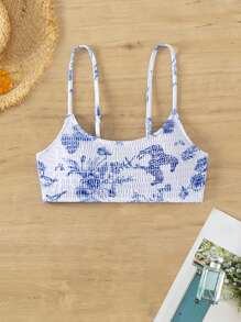 Swim Mod Women's Summer Beach Floral Print Bandeau Bikini Top