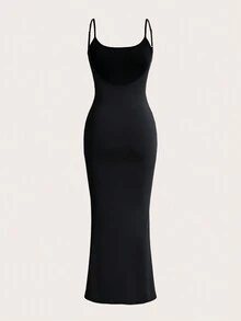 SHEIN BAE Quý cô Màu thuần Không lưng Áo ba lỗ Váy bodycon - Nhiều màu - Xem 8