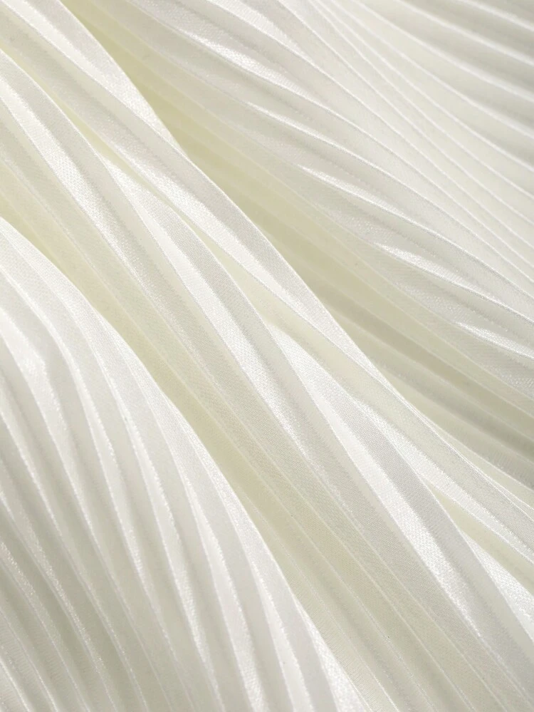 Solid Elastic Waist Pleated Skirt Summer