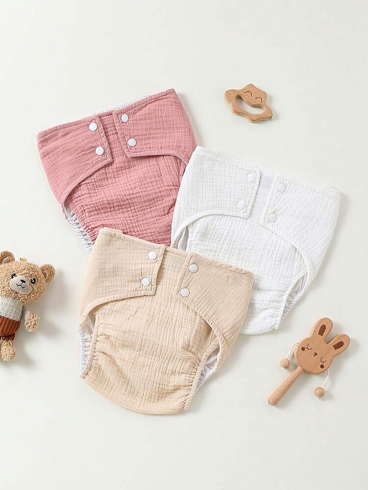 3pcs/Set Baby Girl Solid Color Elegant Bloomers For Summer