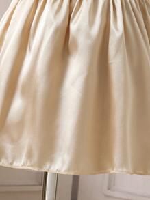 Baby Girl Elegant Vintage Asymmetrical 3D Oversized Bow Shoulder Dress, Fashionable For Spring/Summer, Suitable For Holidays & Celebrations - Multicolor - View 5