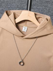 SHEIN Tween Boy 2pcs/Set Patched Detail Hooded Tank Top And Shorts Outfit