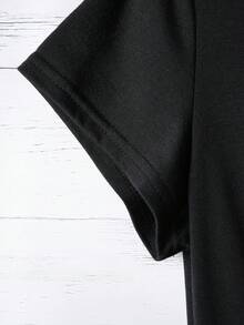 SHEIN LUNE Kích thước lớn Của phụ nữ Ngắn tay Sọ Tay Cắt ra Áo thun Với Pha lê Chỉnh trang - màu đen - Xem 5