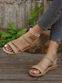 Women's Large Size Flat Sandals 2024 New Arrival Fairy Flat Sandals, Lightweight Beach Shoes,Spring Summer Outfits - Khaki - View 4