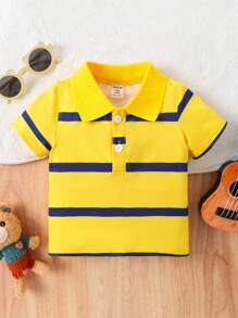 Dziecko Chłopaka W paski Codzienny Koszulka polo Z Krótkie rękawy