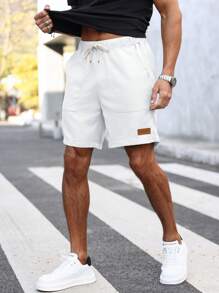 Manfinity Homme Nam Lỏng lẻo phù hợp Eo dây rút Quần short Với Nghiêng Túi - trắng - Xem 3