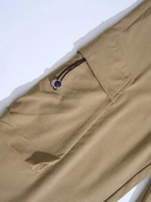 Women's Casual Drawstring Elastic Waist Jogger Pants, Minimalist Design Spring - Khaki - View 7
