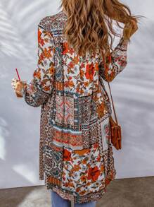 Astylish Women's Floral Print Button Down Long Kimono Cardigan Boho Chic Vacation Loose Fit Open Front Cover Up Summer Beach Duster