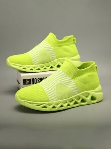 男士滑入式運動鞋,輕巧休閒圓頭街頭風格大學時尚運動鞋 - 綠色 - 查看 7