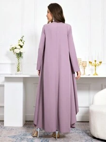 Al Najma 女式立领褶皱长袖阿拉伯朴素连衣裙