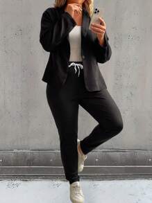 EMERY ROSE Conjunto De Traje De Color Sólido De Talla Grande