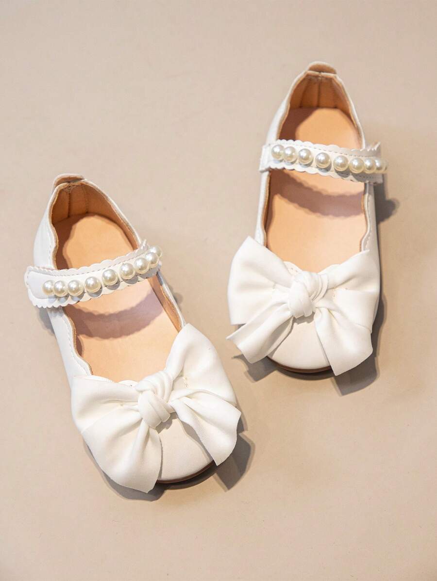 Children's Flat Shoes For Girls, Cute Princess Style Leather Shoes - White - View 1