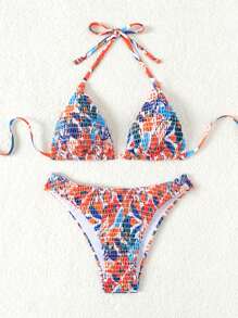 SHEIN Swim Women's 2-Piece Floral Print Bra & Bikini Set Bottom Bikini Set, Random Style, Perfect For Summer Beach - Multicolor - View 4