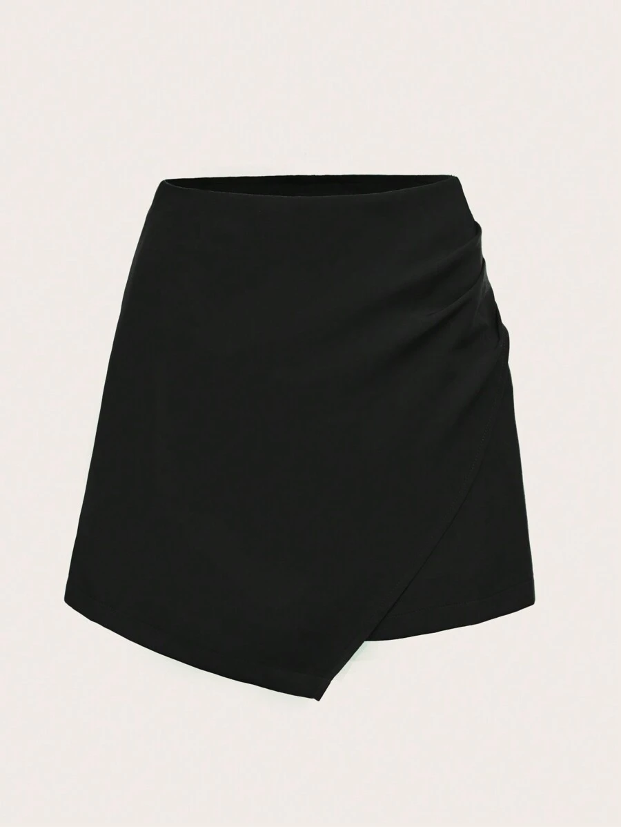 Firerie Women's Solid Asymmetrical Hem Pleated Skort - Black - View 1