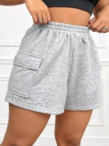 CovetEZ 大尺碼女士休閒裝貨物短褲 - 淺灰色 - 查看 3