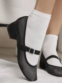 SHUZIA Quý cô Màu thuần Khóa dây đeo Giày phẳng - màu đen - Xem 5