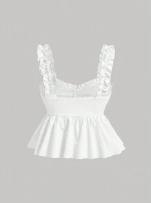 SHEIN MOD Women's Solid Color Ruffle Hem Camisole Top