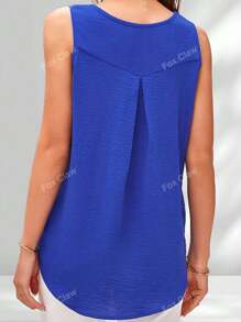 Plus Women's Crew Neck Ruched Tank Top