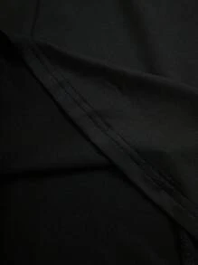 SHEIN Unity Women's Solid Color Drpaed-Neck Flare Sleeve Cross Strap Backless Dress - Black - View 5