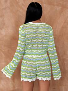 Ensemble hauts courts ajourés et tricotés