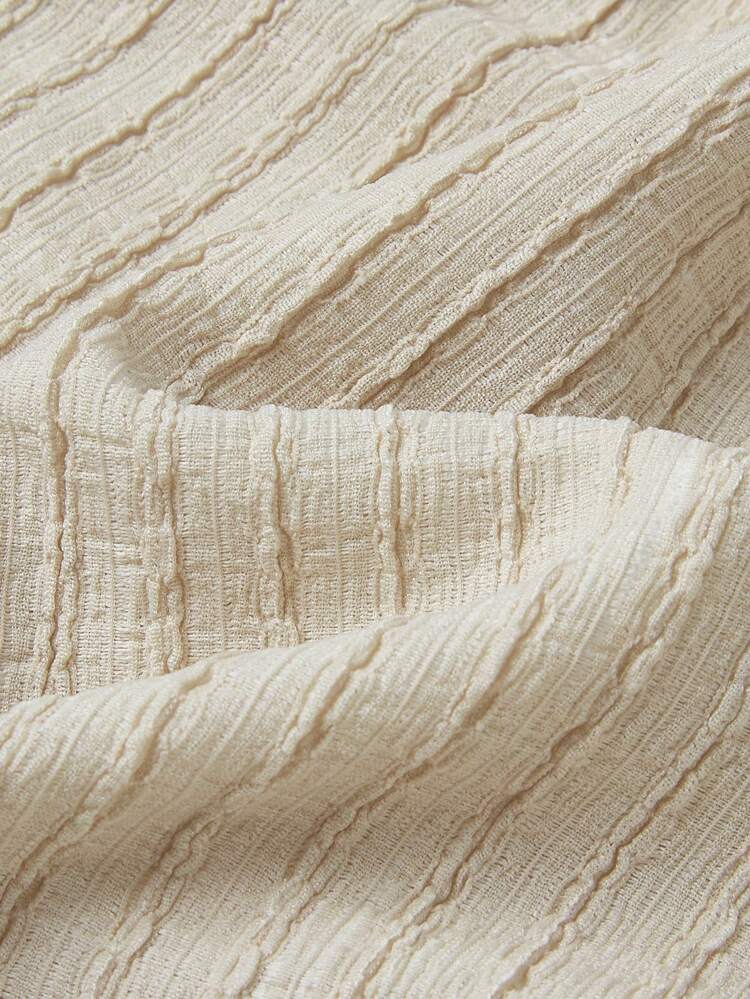 Women's Solid Texture Ruffle Armhole T-Shirt