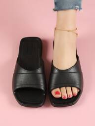 Women's Flat Sandals, Sexy & Elegant & Simple & Anti-Slip & Wear-Resistant, Plus Size, Stylish Gray Slippers For Spring/Summer