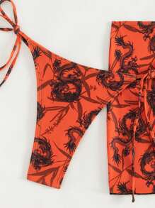 Swim SXY Women's Random Print Halter Neck Bikini Set 4pcs Summer